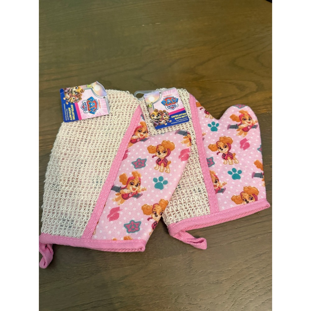 Paw Patrol Skye Exfoliating Bath Mitt Pink Nickelodeon Set of 2 New